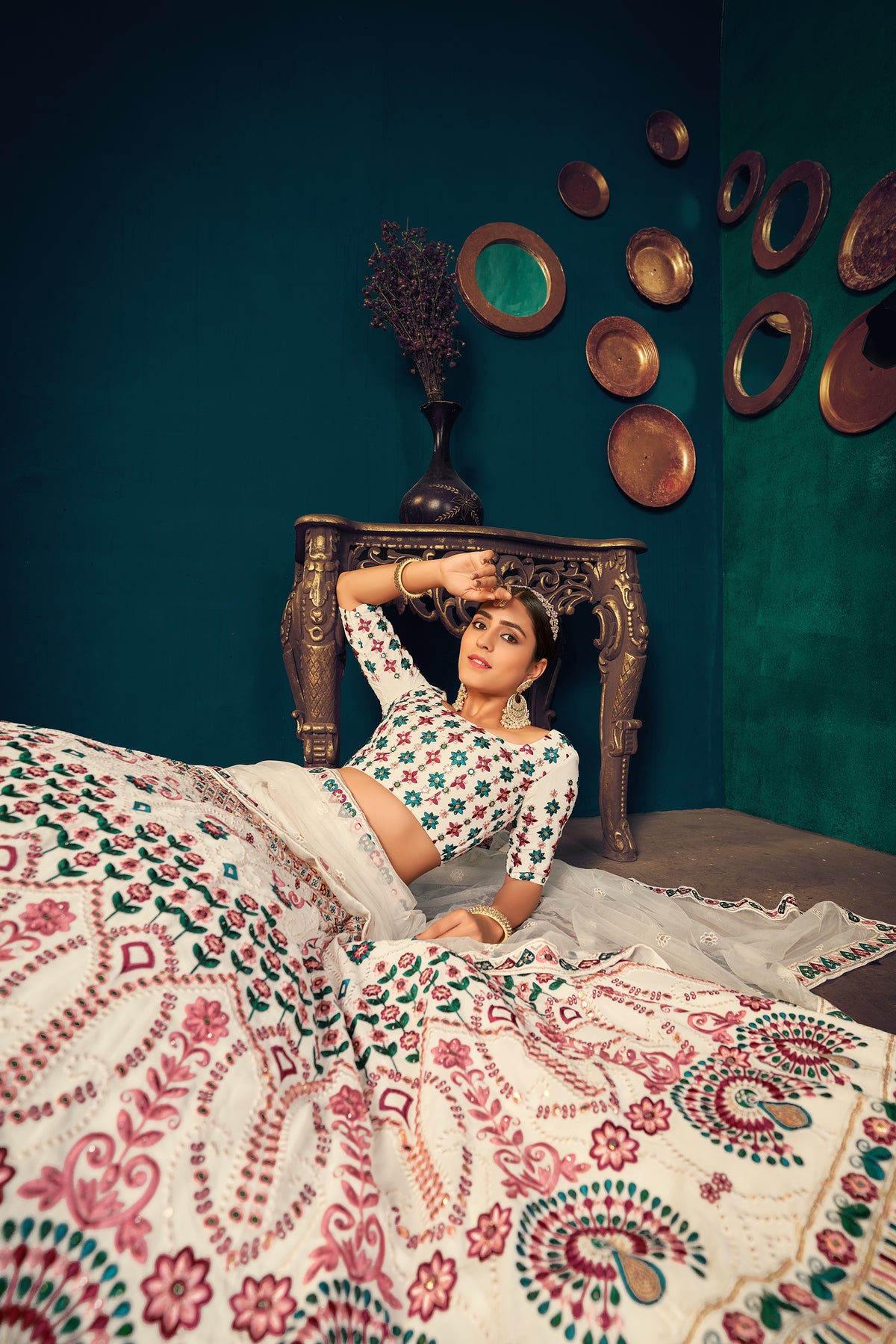 Pearl White color heavy designer lehenga for wedding functions - Joshindia