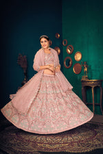 Light Pink color heavy designer lehenga for wedding functions - Joshindia
