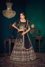 Dark blue color heavy designer lehenga choli for wedding function - Joshindia