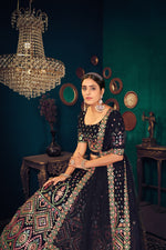 Dark blue color heavy designer lehenga choli for wedding function - Joshindia