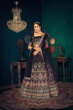 Dark blue color heavy designer lehenga choli for wedding function - Joshindia