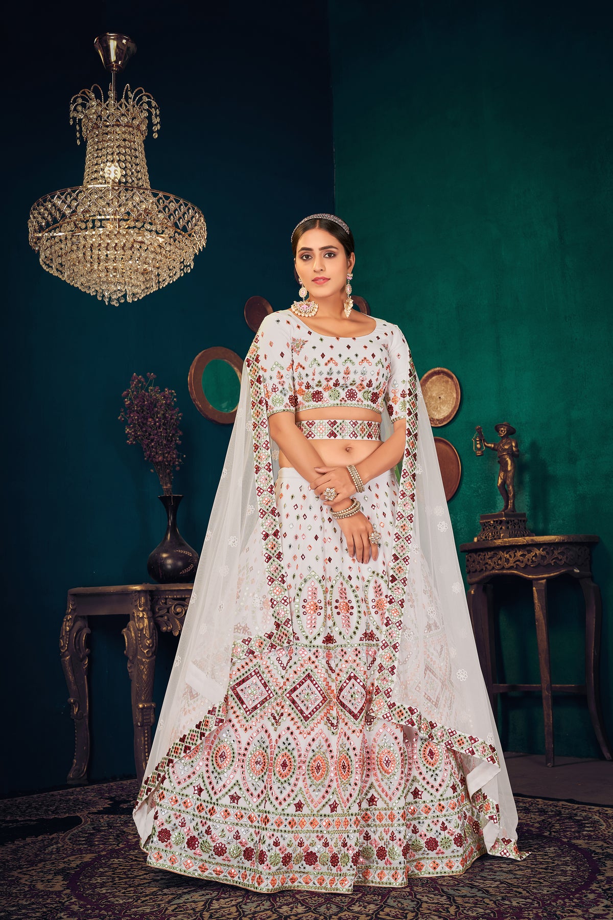 White color heavy designer lehenga choli for wedding function - Joshindia