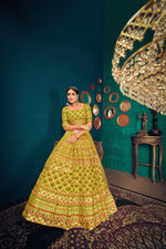 Green Lime color heavy designer lehenga choli for wedding - Joshindia