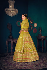 Green Lime color heavy designer lehenga choli for wedding - Joshindia