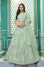 Pista Green color Georgette designer lehenga choli - Joshindia