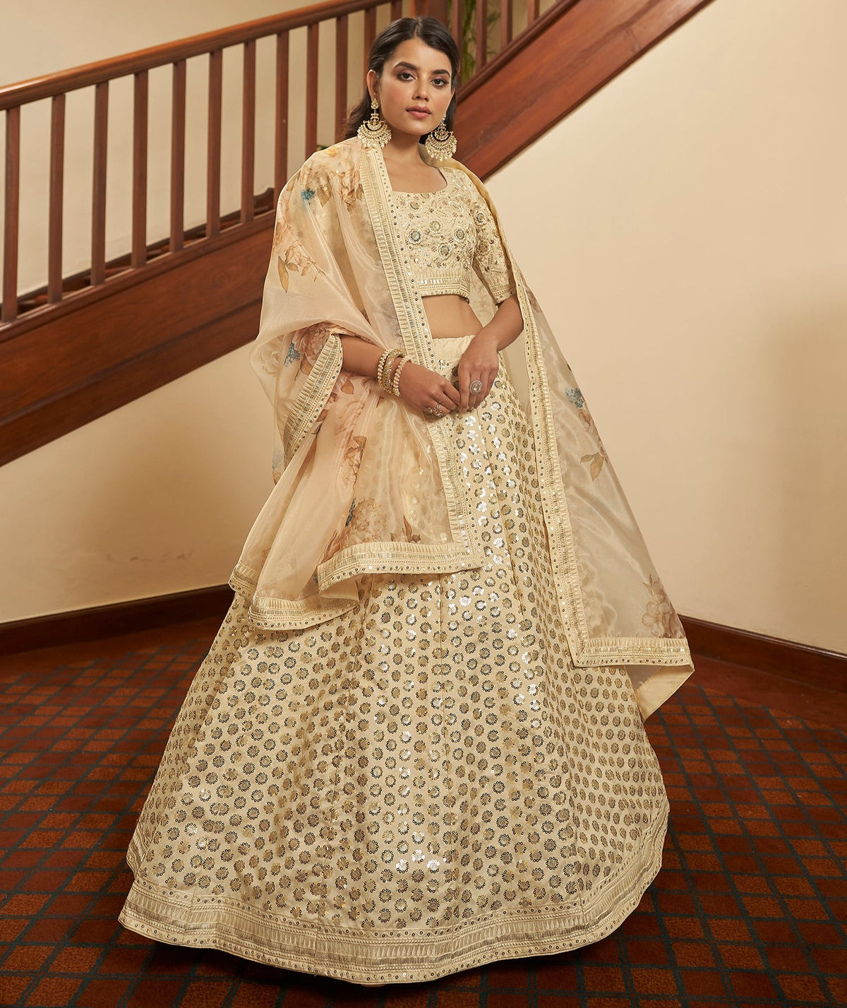 Beautiful Beige Designer lehenga choli Online - Joshindia