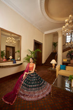 trendy Green-Orange-Deep Pink designer lehenga choli buy now - Joshindia