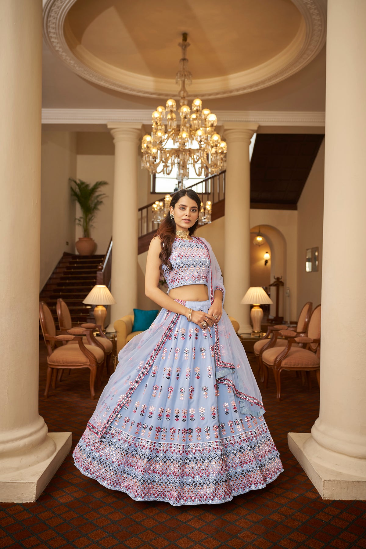 TrendySky Blue Designer Lehenga choli buy Now - Joshindia