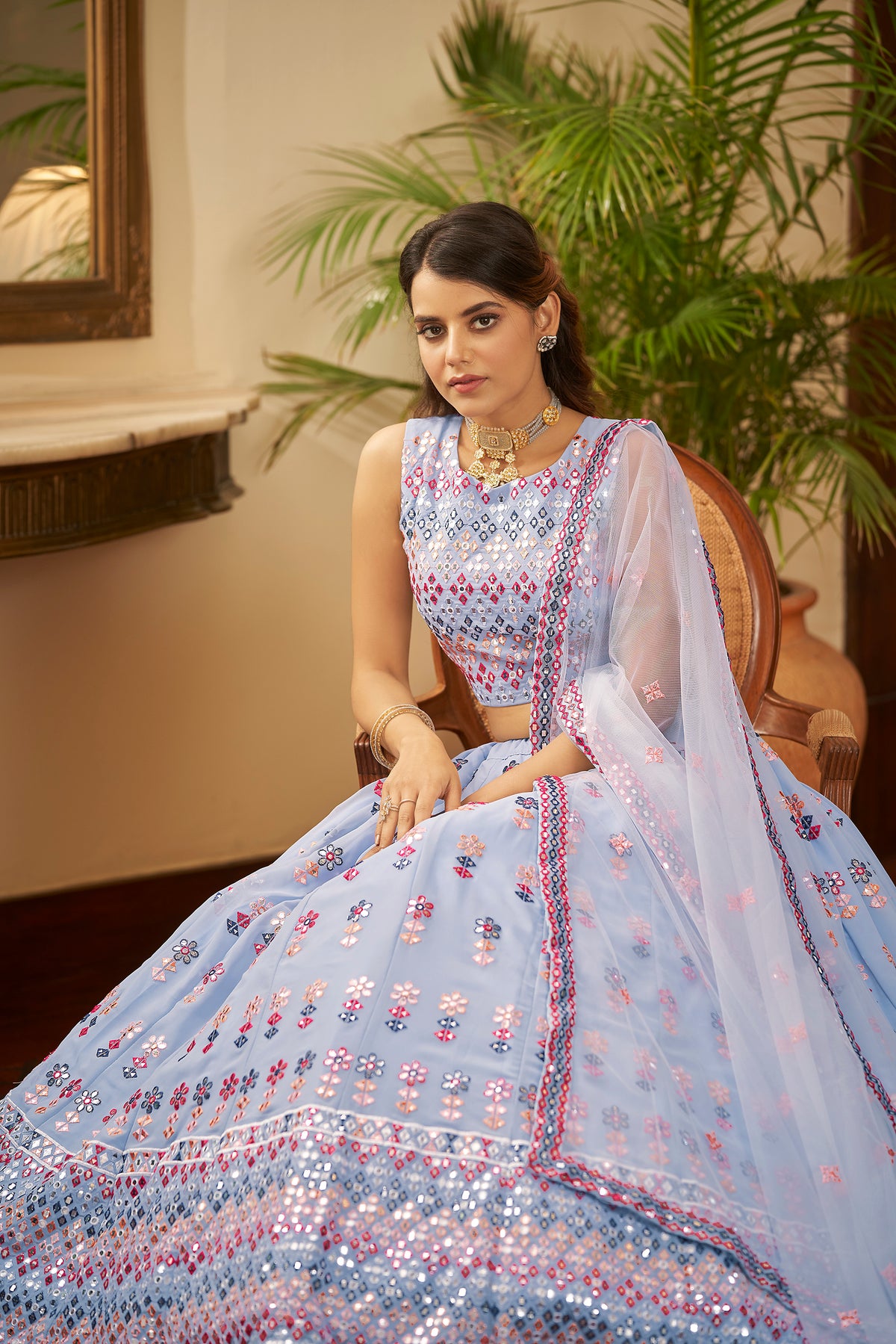 TrendySky Blue Designer Lehenga choli buy Now - Joshindia