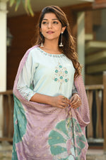 Muslin Embroidered Kurti With Pant & Dupatta - Joshindia