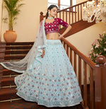 Sky blue color fancy designer lehenga choli - Joshindia