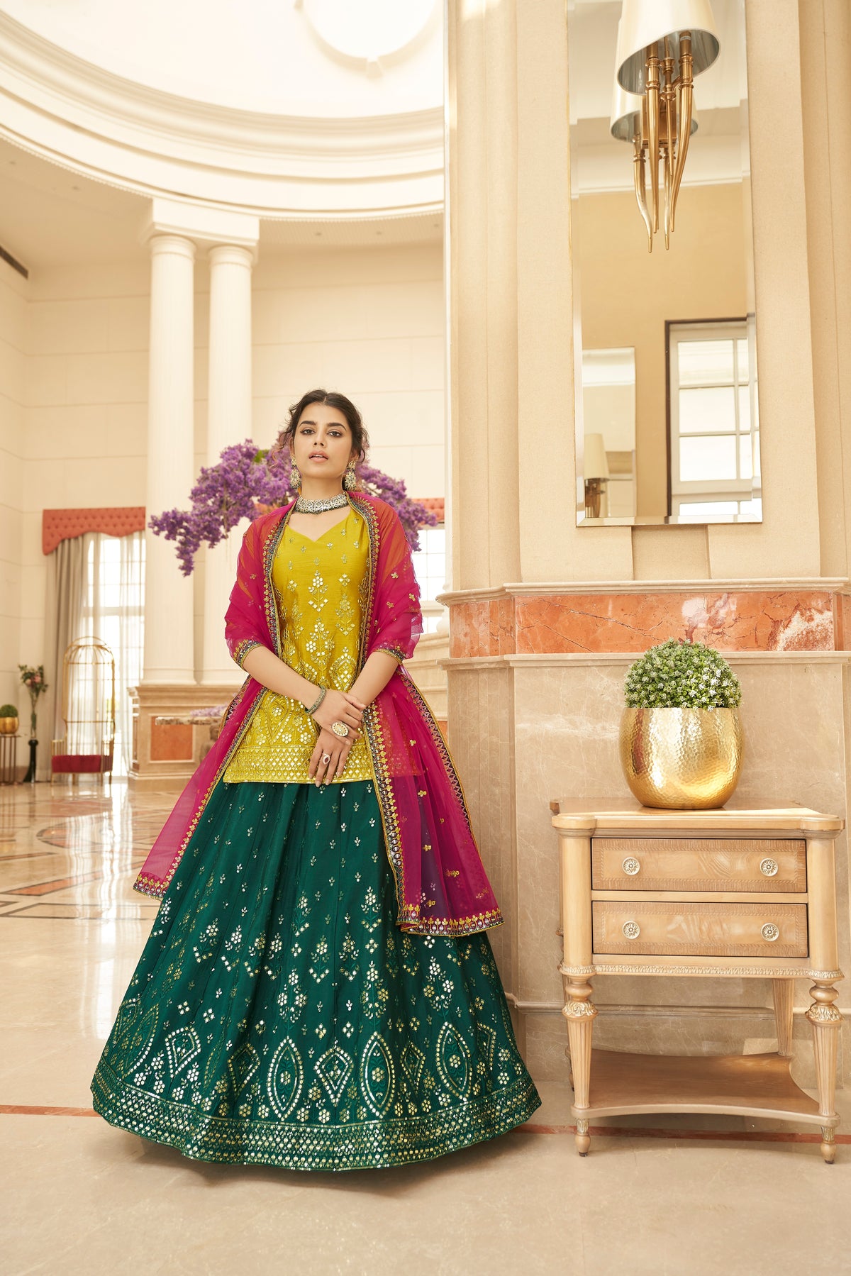 Fabulous Multicolour Chinon Chiffon Lehenga Choli With Dupatta - Joshindia