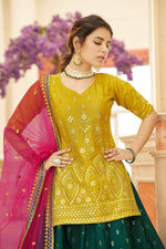 Fabulous Multicolour Chinon Chiffon Lehenga Choli With Dupatta - Joshindia