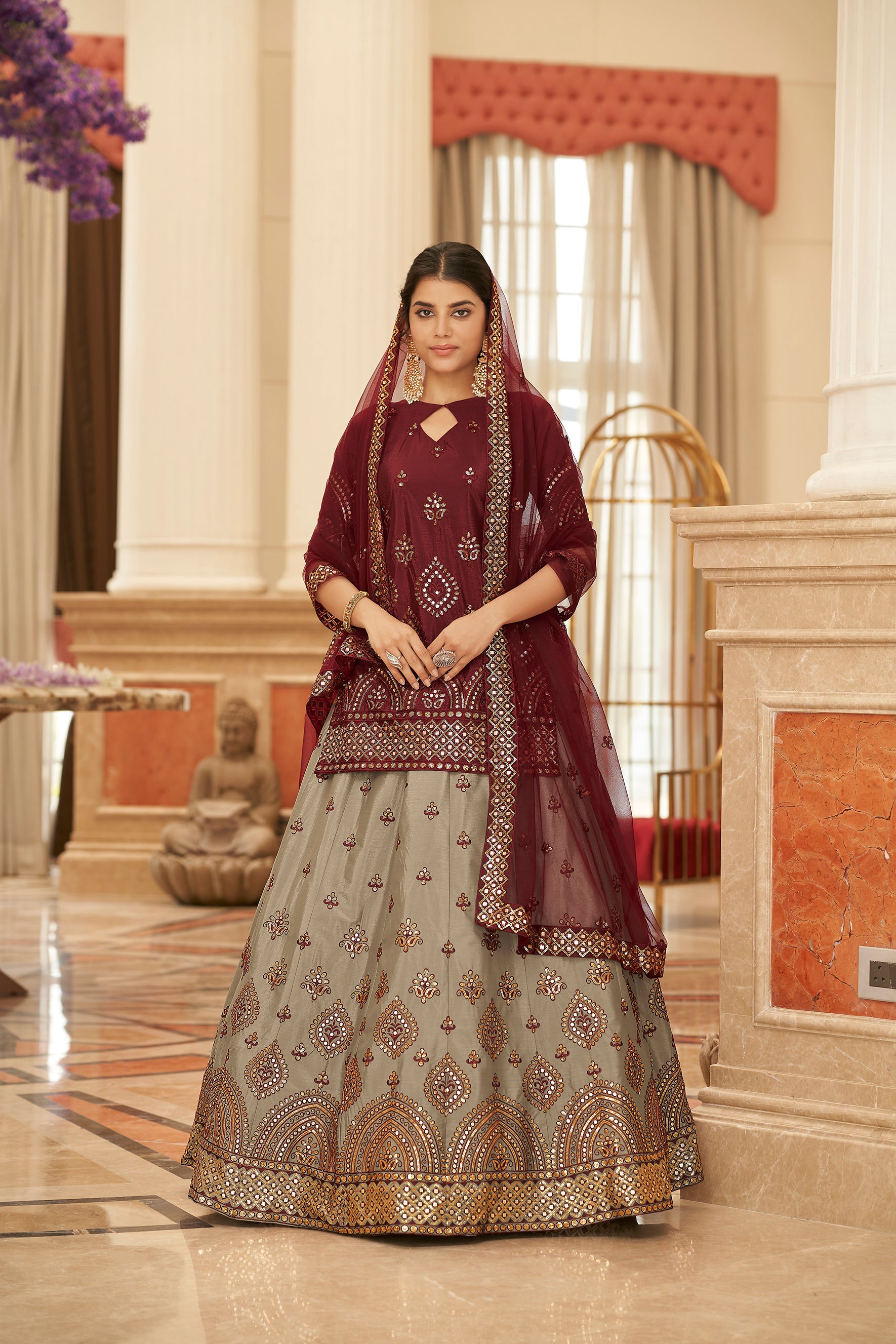 Maroon color lehenga choli shop