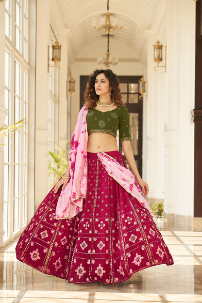 Trending Deep Pink  Color Lehenga Choli For Wedding