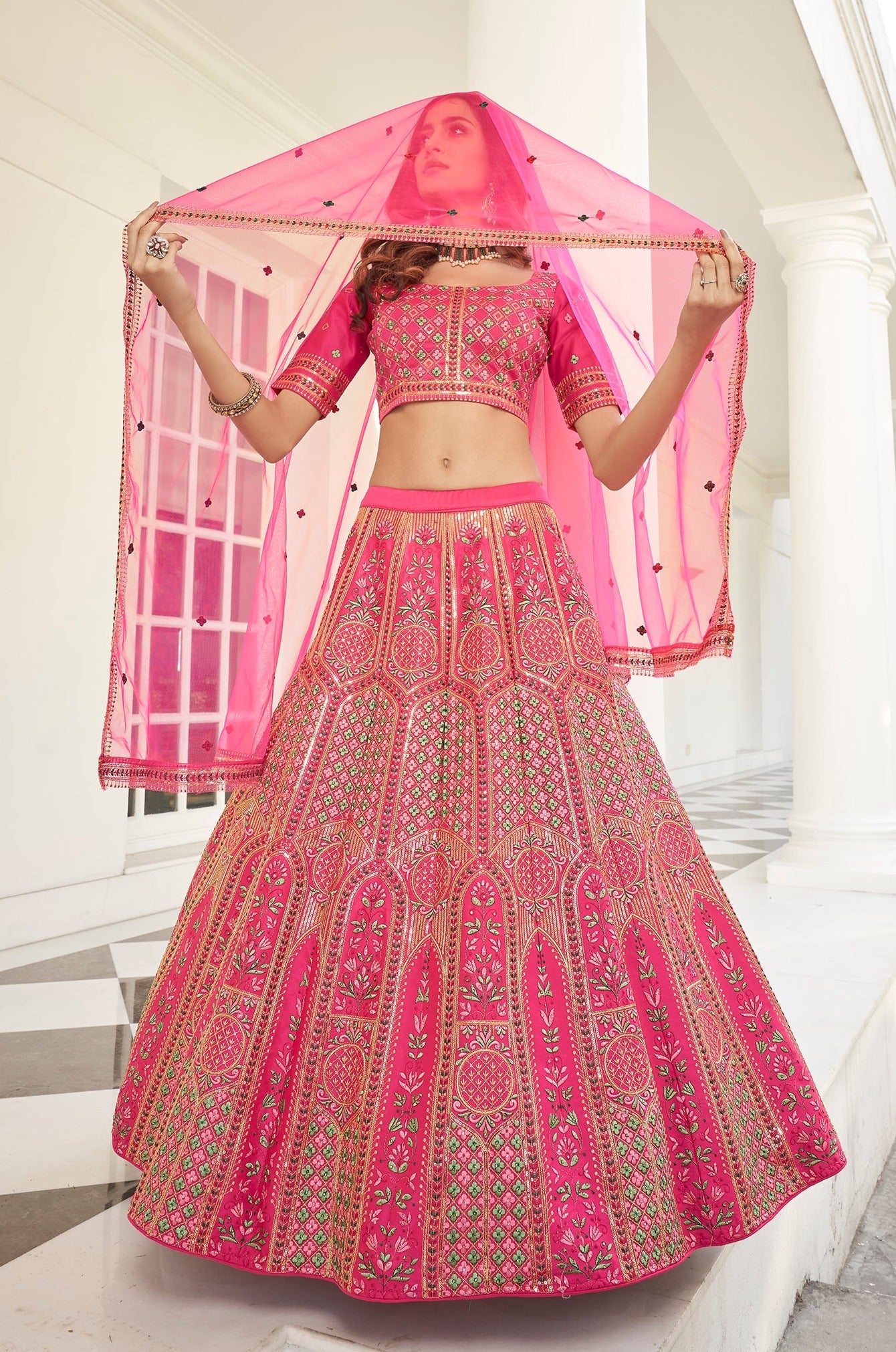 Trending pink color designer lehenga choli