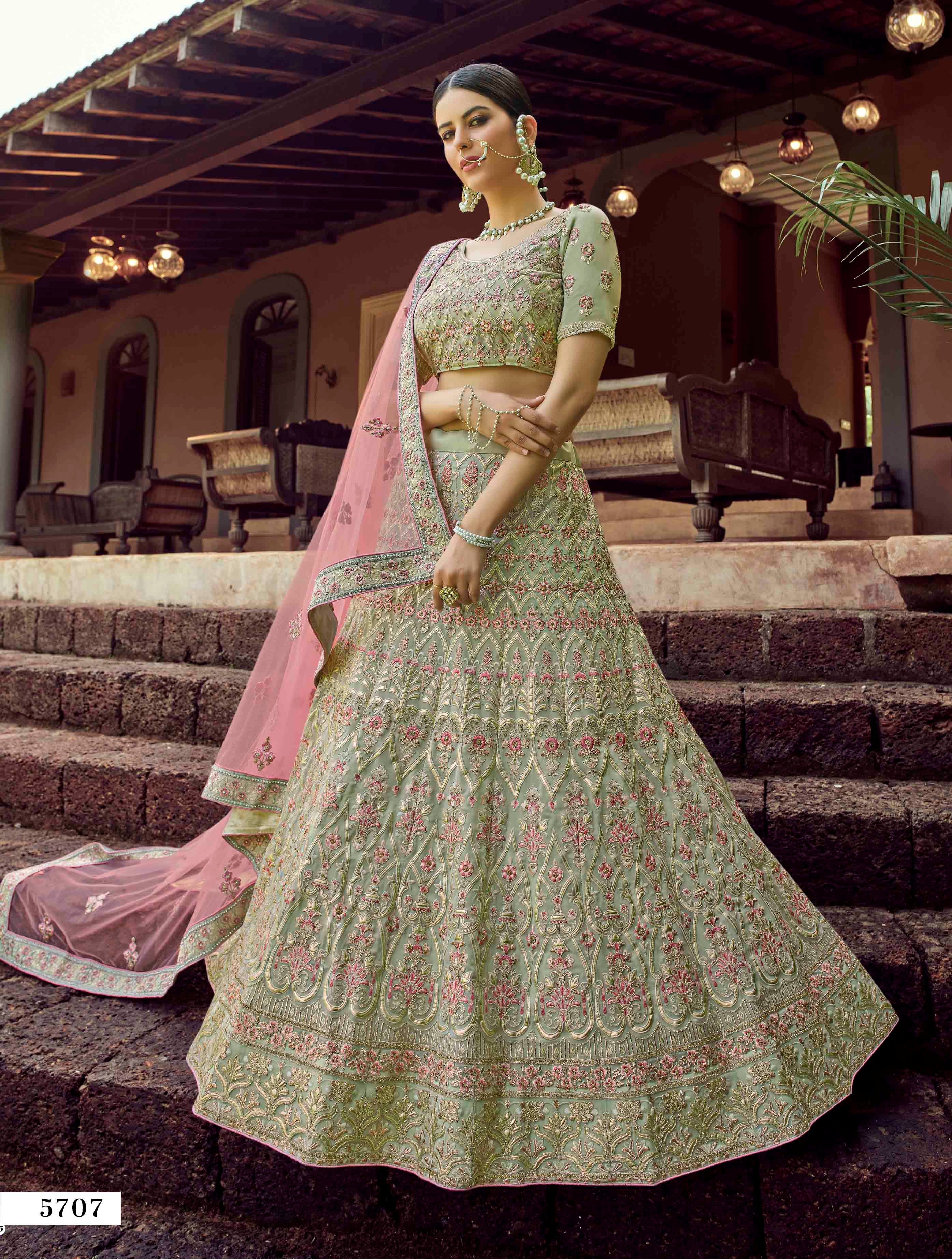 Rent Lilac Heavy Embroidered Bridal Lehenga Choli | Glamourental