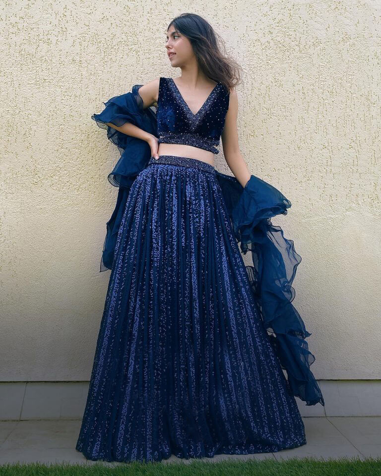 Navy Blue Color designer Lehenga Choli - Joshindia