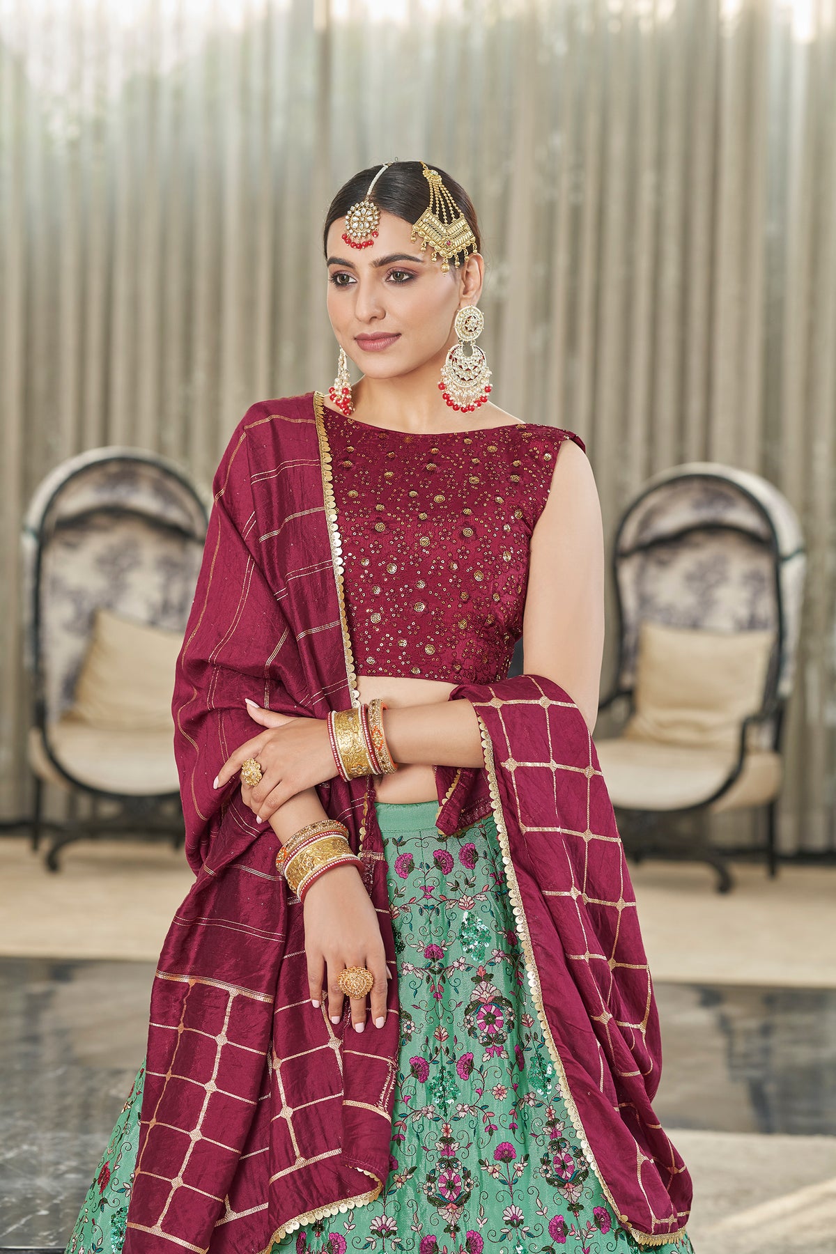 Trending Pista GreenColor Lehenga Choli For Wedding - Joshindia