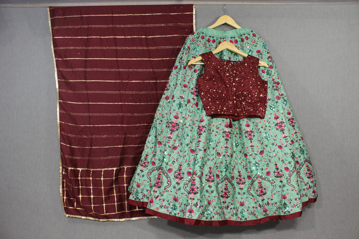 Trending Pista GreenColor Lehenga Choli For Wedding - Joshindia