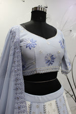 Amazing White & Sky Multi Color Lehenga Choli For Wedding - Joshindia