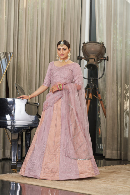 Amazing Pink & Peach Multi Color Lehenga Choli For Wedding