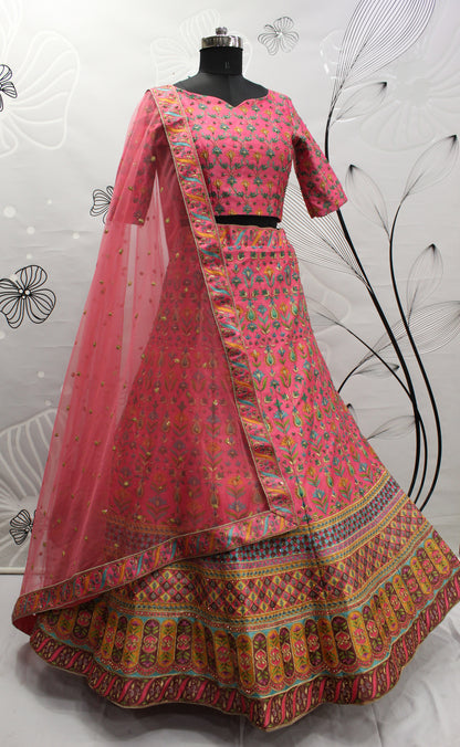 Elegant Pink Colour Silk Lehenga Choli