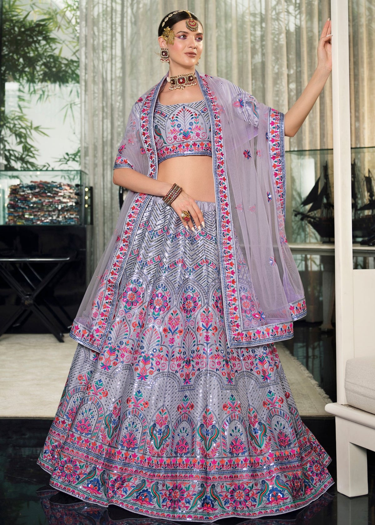 Latest Designer Violet Color Lehenga Choli For Party Look - Joshindia