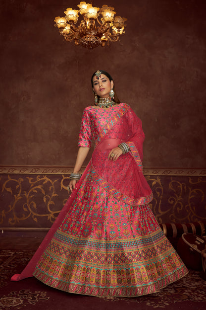 Elegant Pink Colour Silk Lehenga Choli