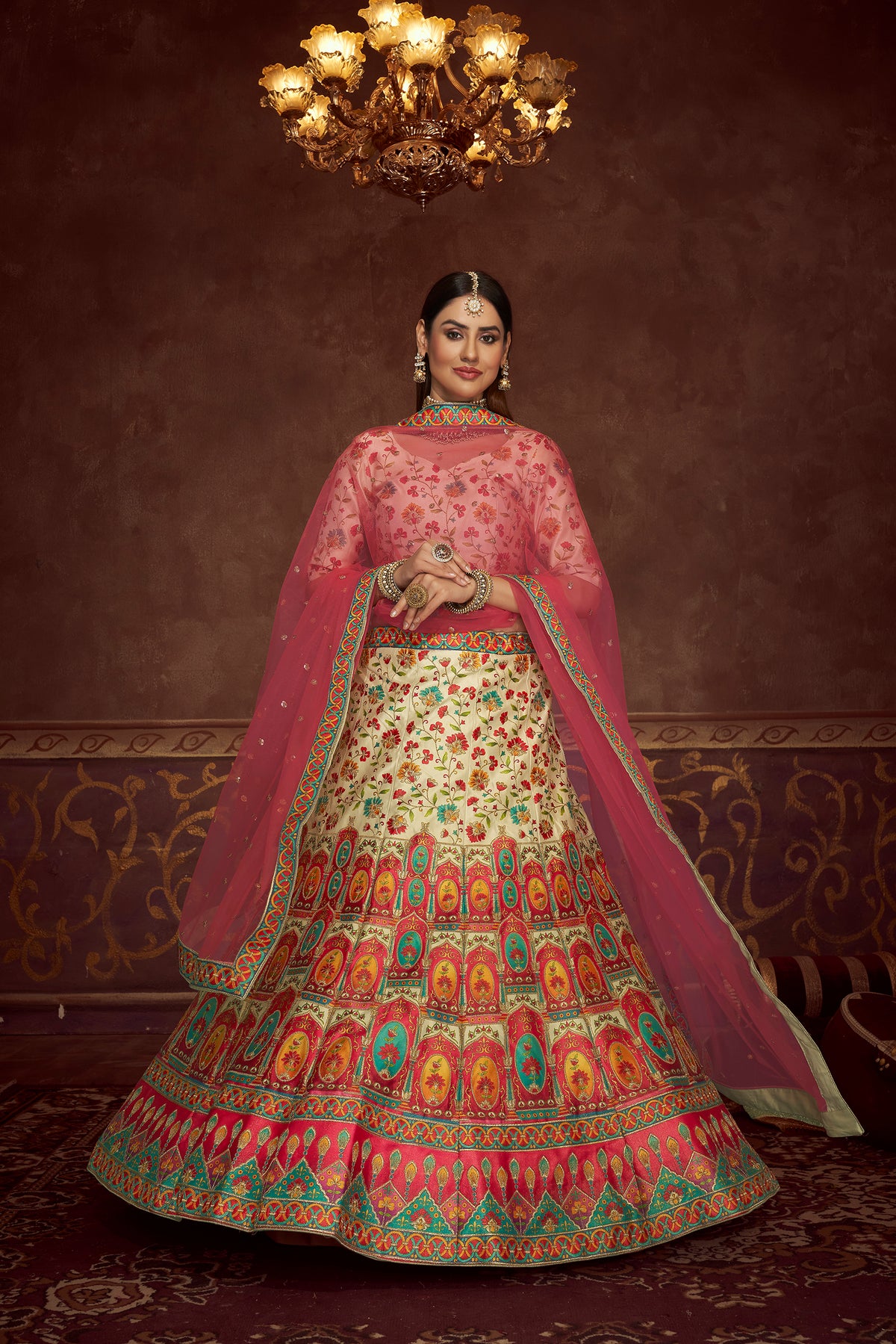 Beige Silk Designer Lehenga Choli - Joshindia
