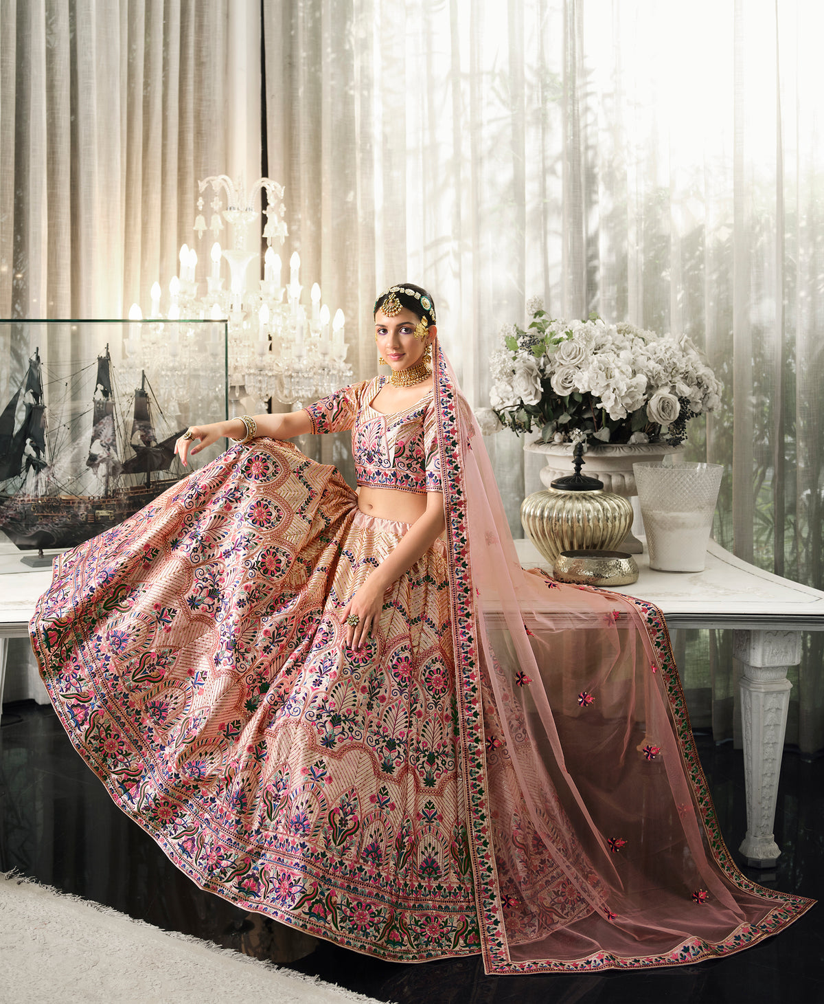 Latest Designer Peach Color Lehenga Choli For Party Look - Joshindia