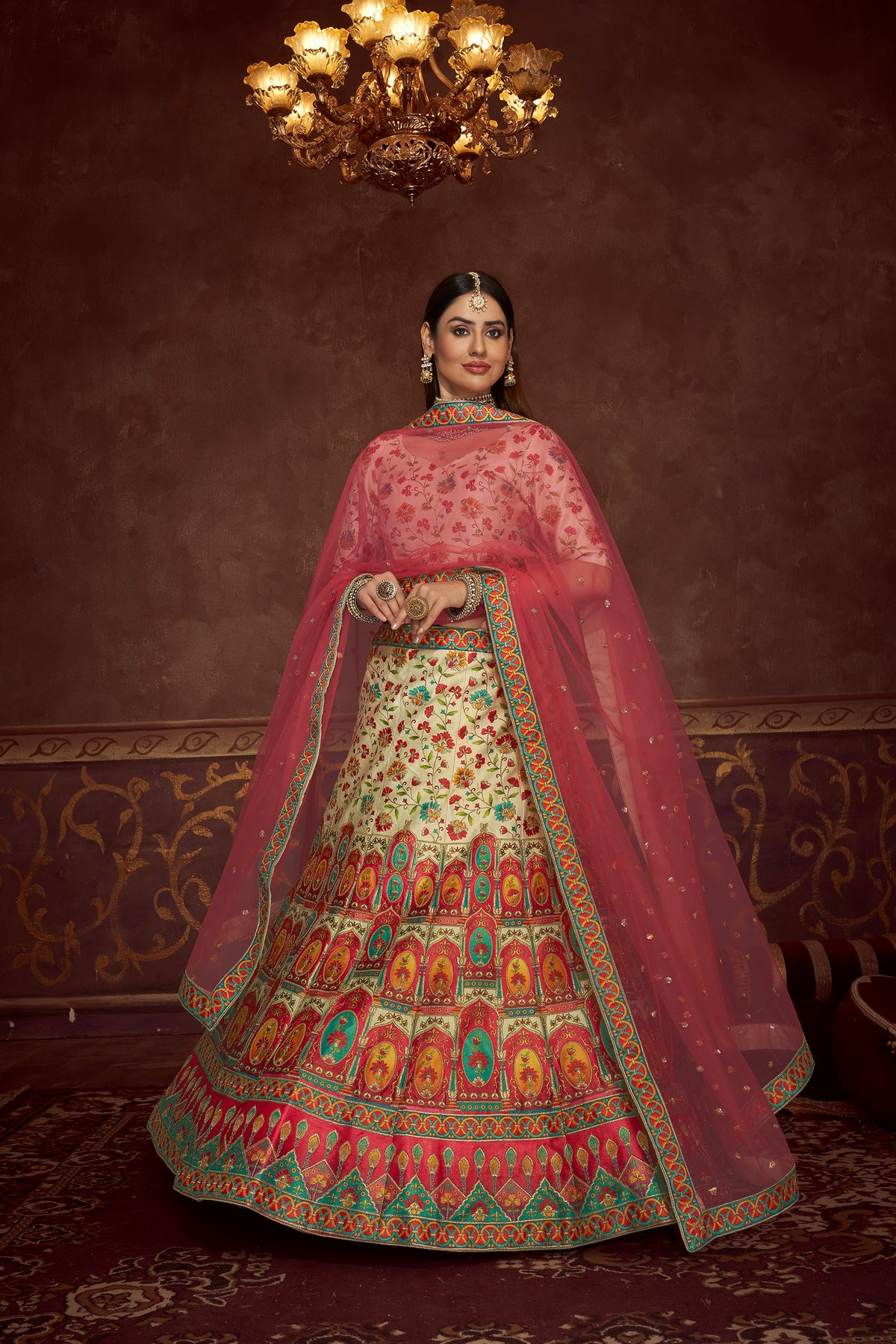 Beige Silk Designer Lehenga Choli - Joshindia