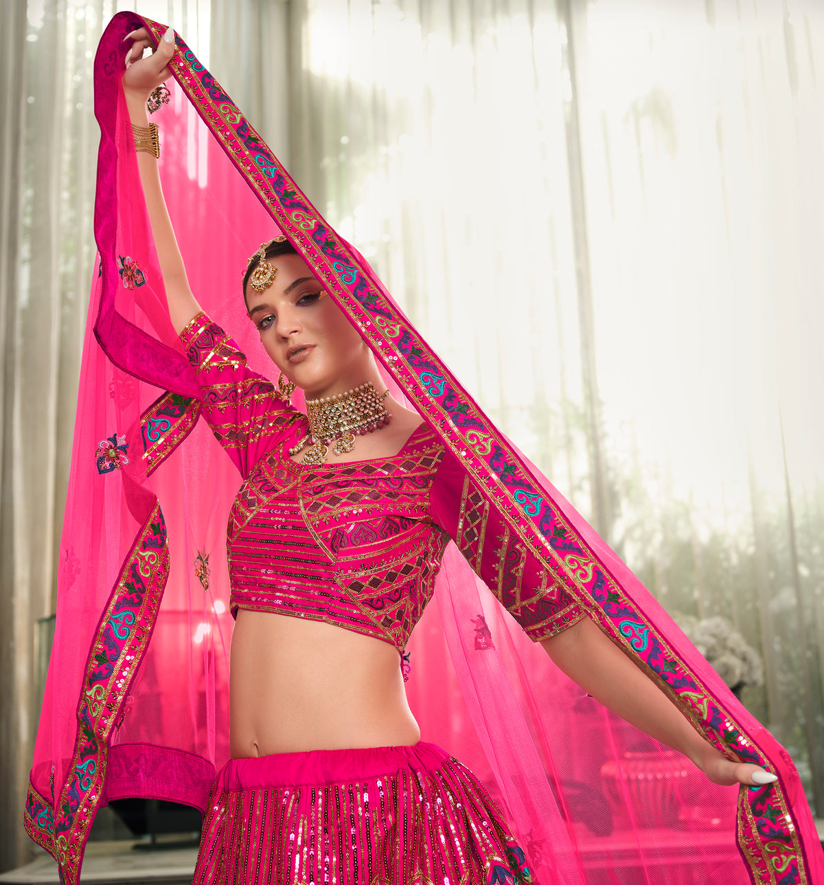 Latest Designer Deep Pink Color Lehenga Choli For Party Look - Joshindia
