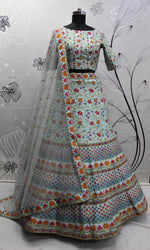 Gorgeous Sky Blue Silk Lehenga Choli With Dupatta - Joshindia
