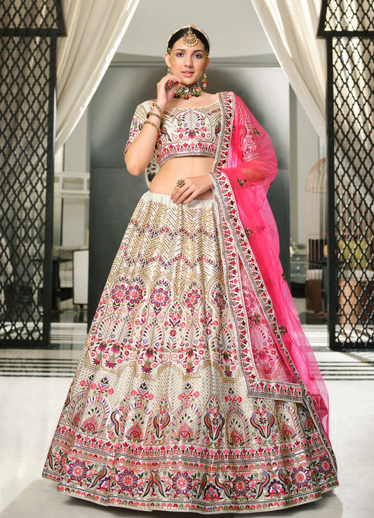Designer Whitw Color Lehenga Choli For Wedding Look