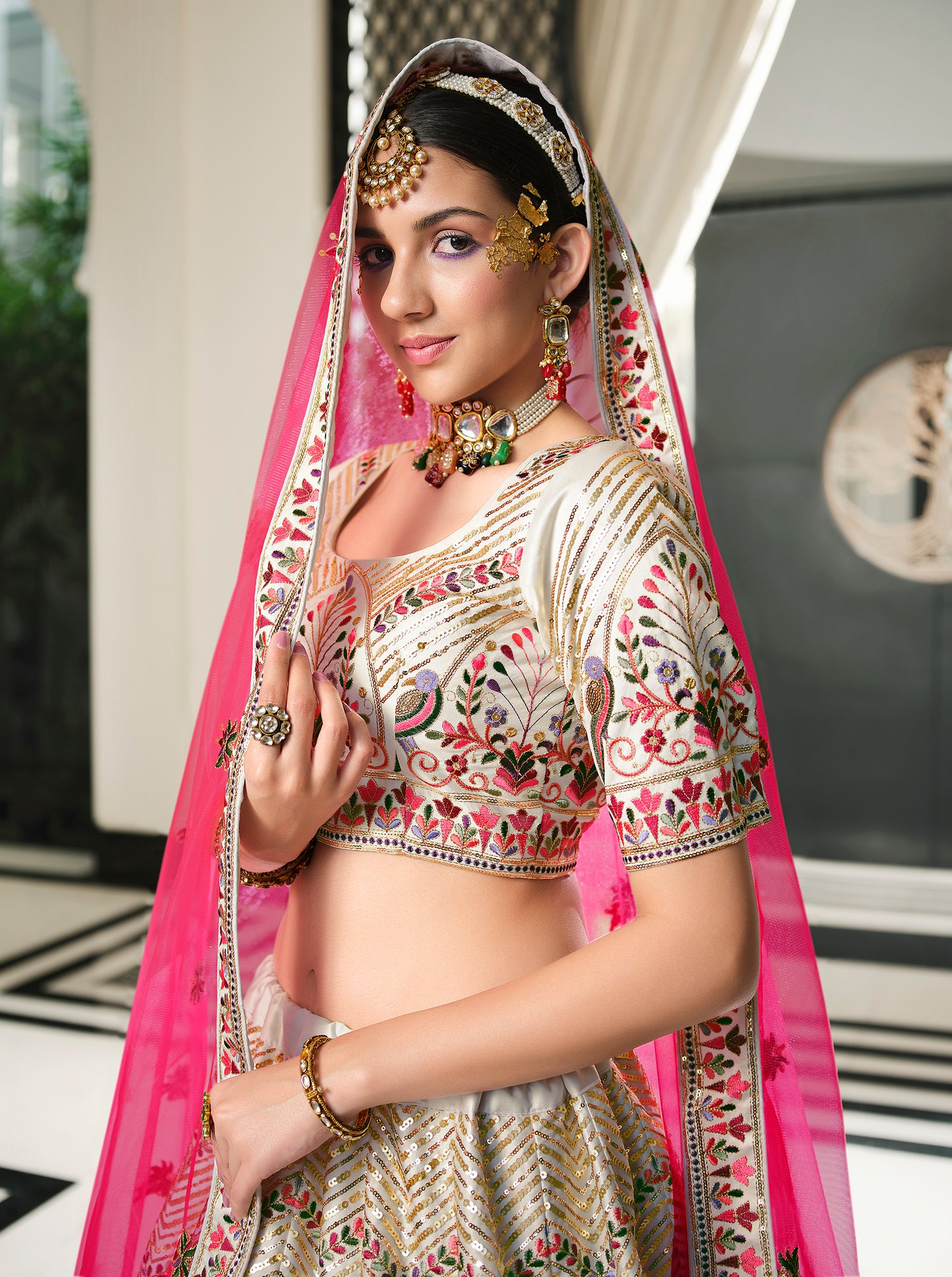 Designer Whitw Color Lehenga Choli For Wedding Look