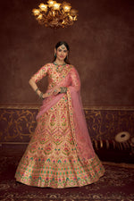 Fabulous Peach and Pink Silk Lehenga Choli with Dupatta - Joshindia