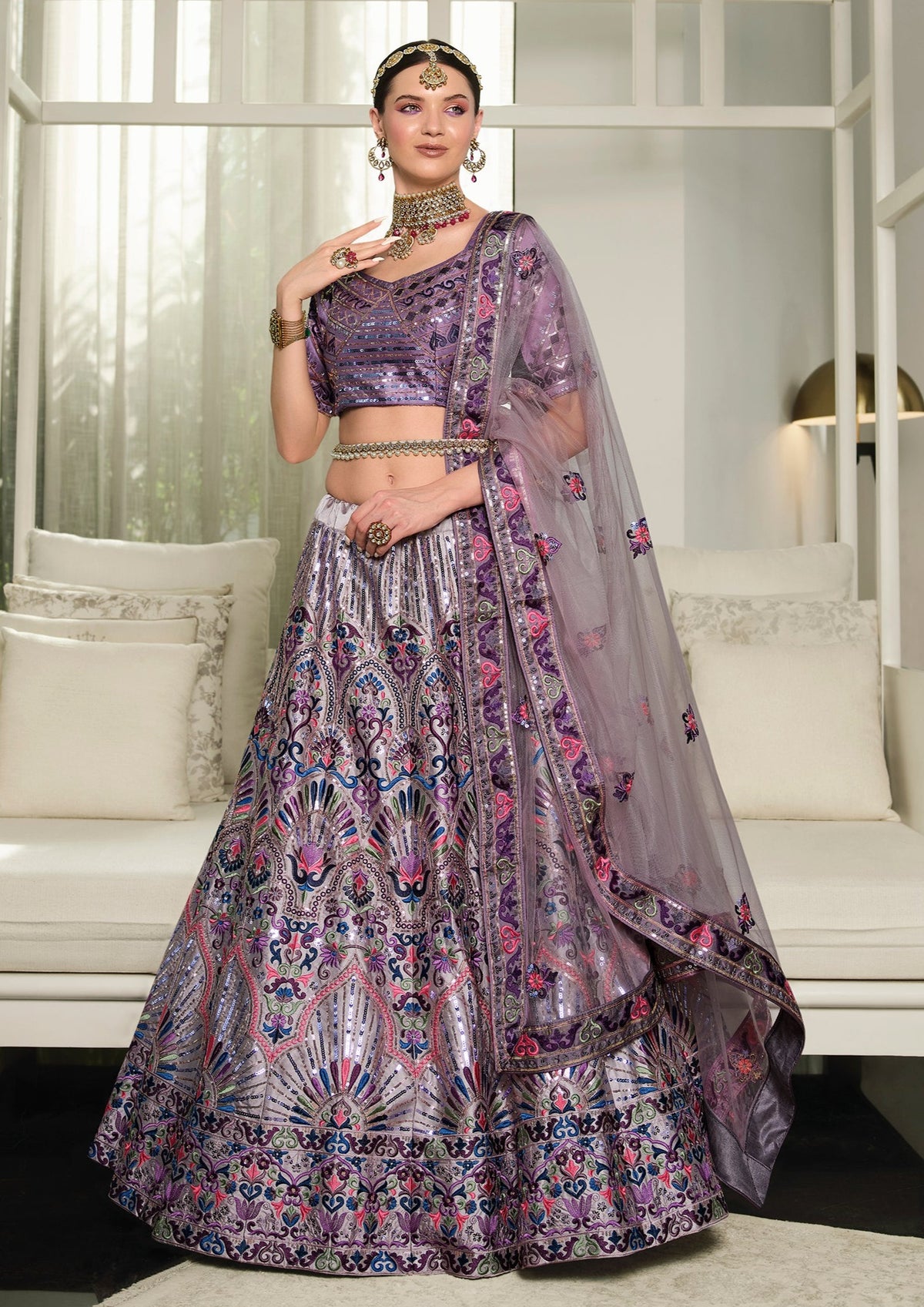 Latest Designer Dusty Purple Color Lehenga Choli For Party Look - Joshindia