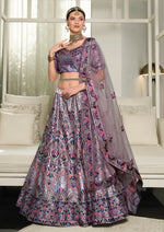Latest Designer Dusty Purple Color Lehenga Choli For Party Look - Joshindia