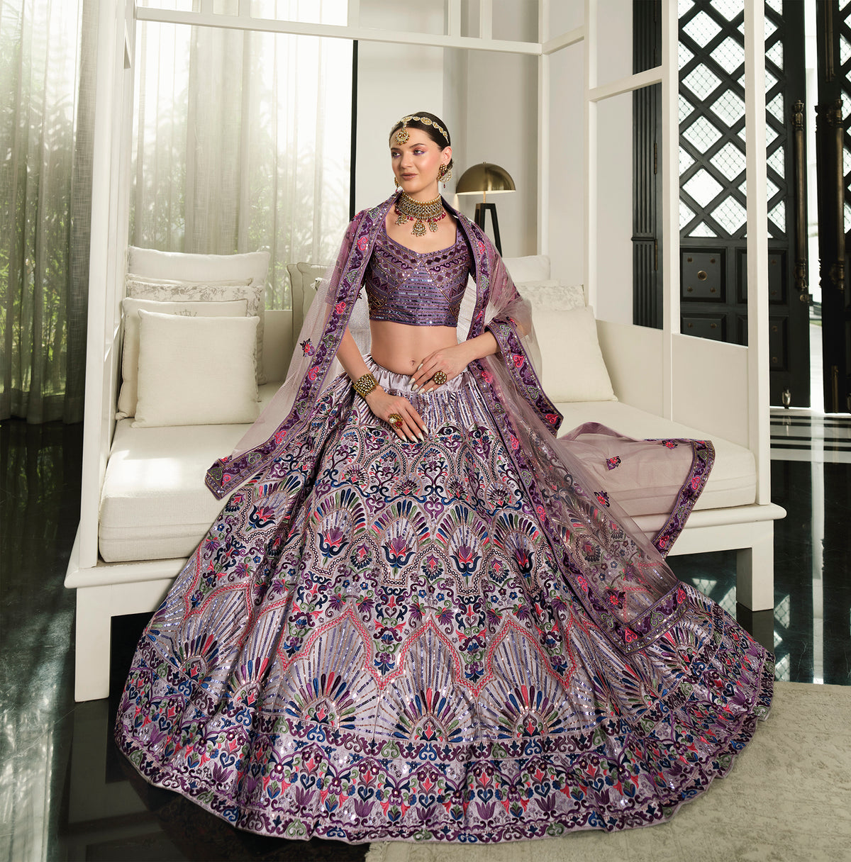 Latest Designer Dusty Purple Color Lehenga Choli For Party Look - Joshindia