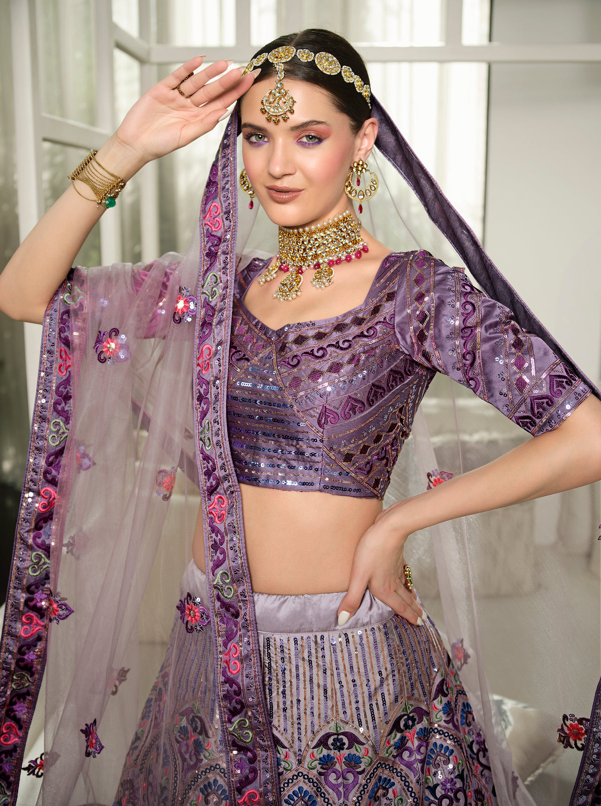 Latest Designer Dusty Purple Color Lehenga Choli For Party Look - Joshindia