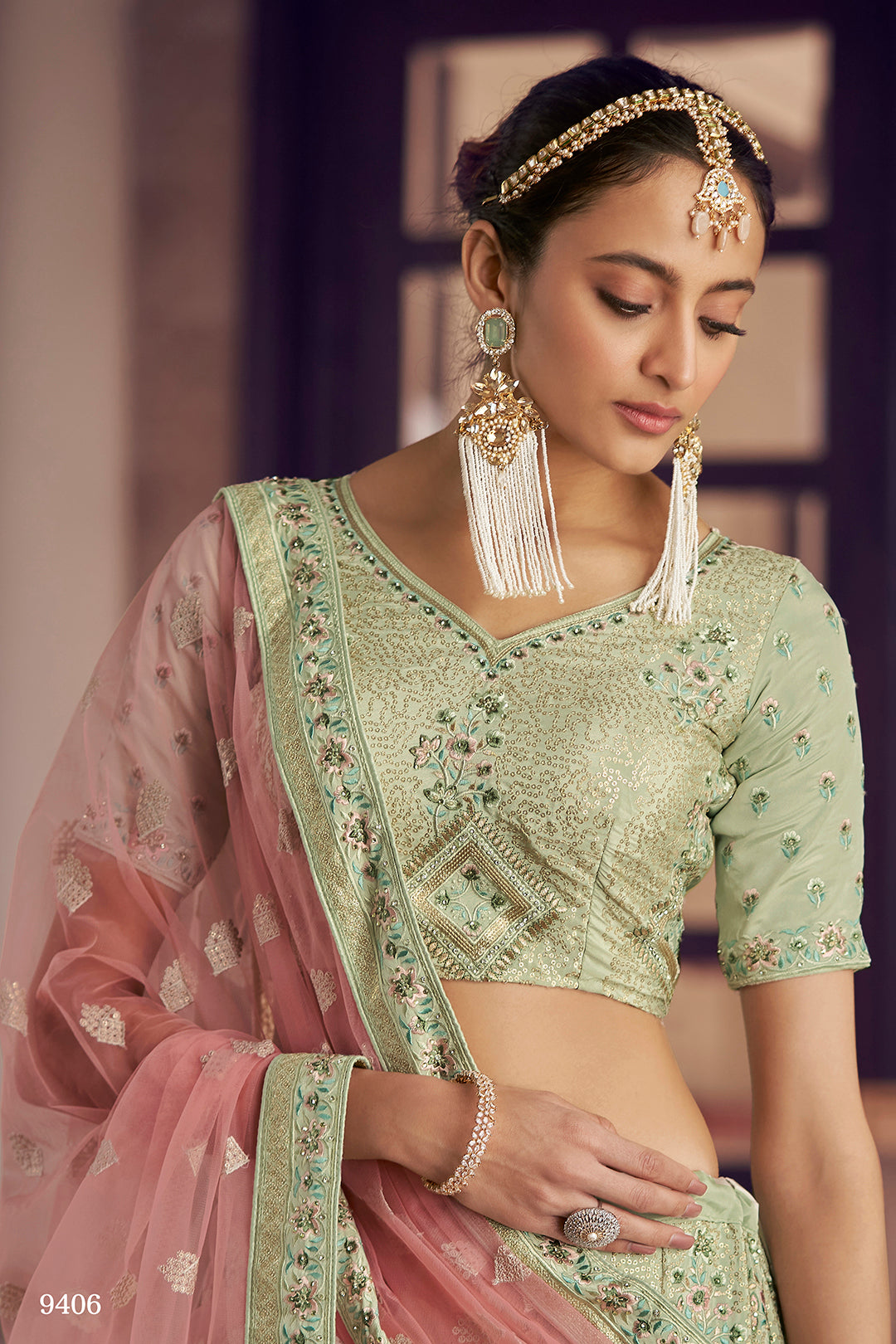 Pista Green Colored Semi Stitched Designer Lehenga Choli With Dupatta –  Cygnus Fashion
