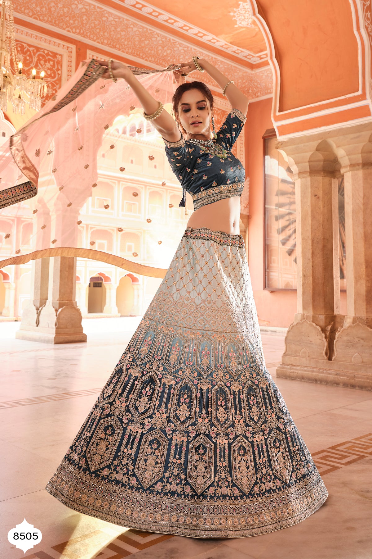 beautiful navy blue designer lehenga for Stylish Looks buy It Now - Joshindia