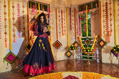 Buy Latest Silk Blue Navratri Special Lehenga Choli Online - Joshindia