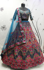 Latest Designer Teal Blue Color Lehenga Choli For Party Look - Joshindia