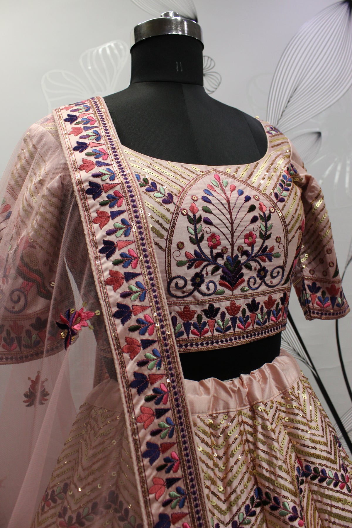 Latest Designer Peach Color Lehenga Choli For Party Look - Joshindia