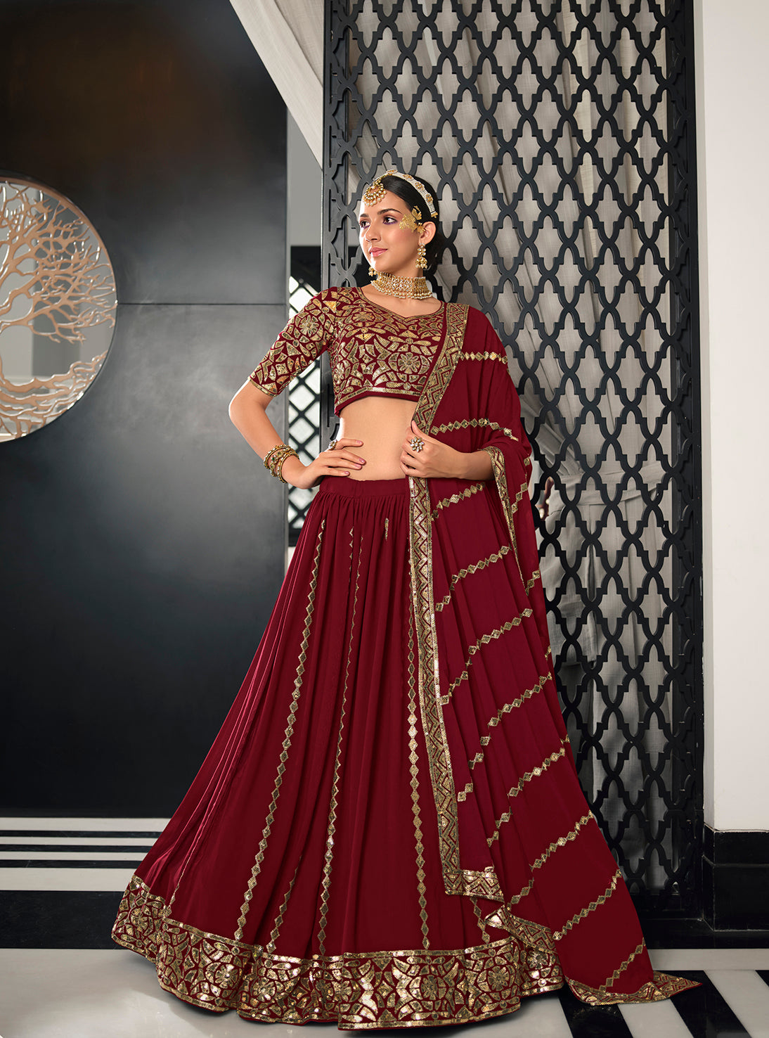 Maroon Color lehenga choli for women Buy Online - Joshindia