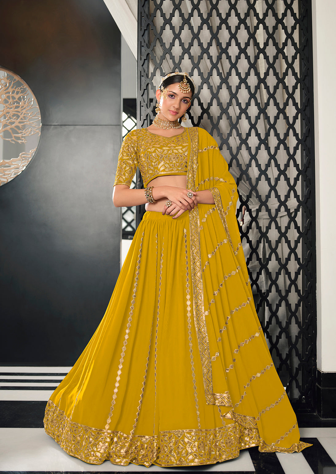 Yellow Color lehenga choli for women Buy Online