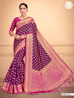 buy pink jacquard saree online - Joshindia