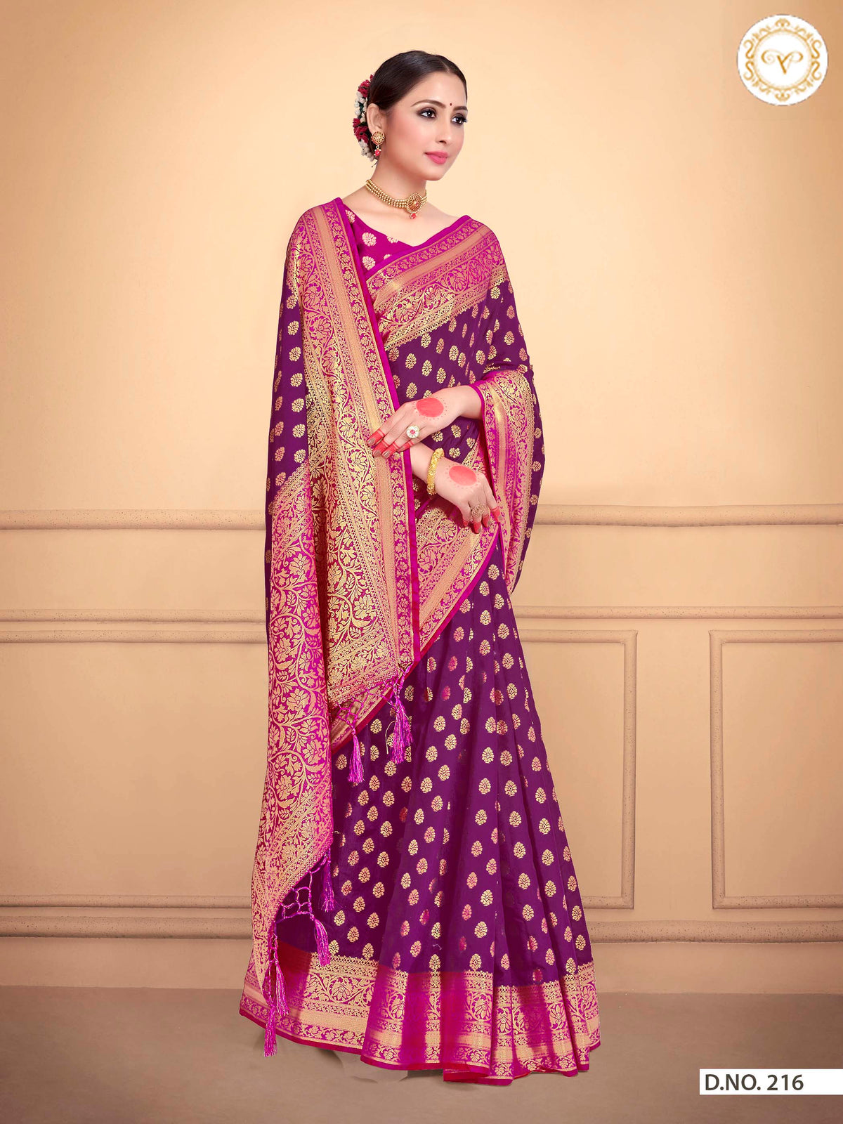 buy pink jacquard saree online - Joshindia